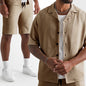 Daily Casual Short Sleeve Cardigan Shirt Men's Suit Solid Color Summer