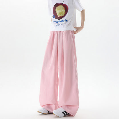 Basamine Ice Silk Drooping Curtain Lazy Men's Summer Mopping Wide-leg Casual Pants