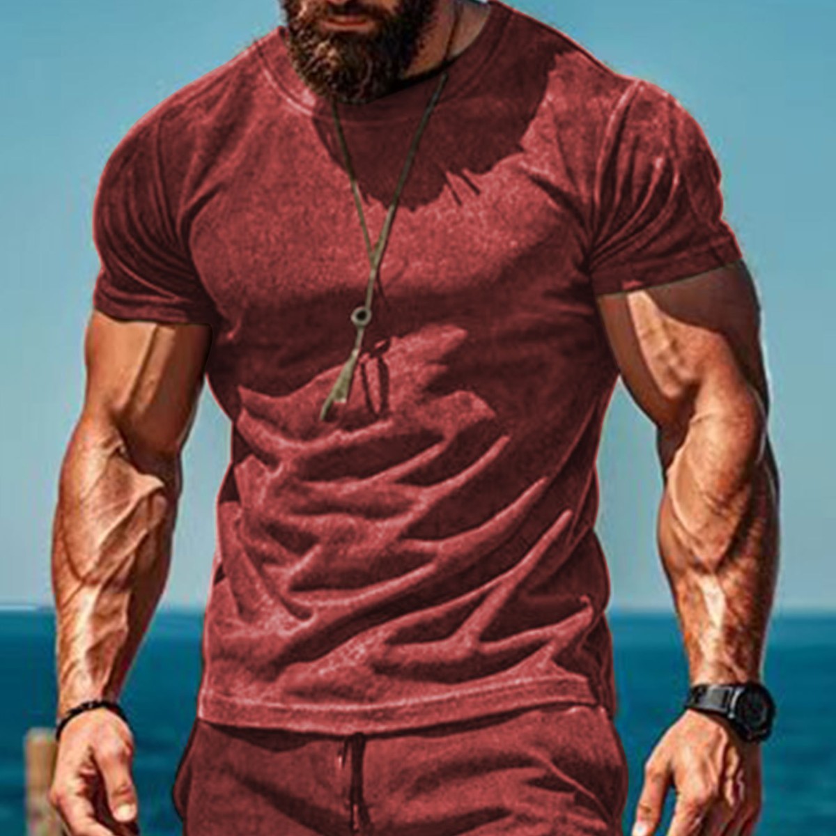 Suede Casual Sports Short Sleeve Suit