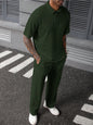 Jacquard Texture Polo Shirt Men's Short-sleeved Trousers Casual Two-piece Suit