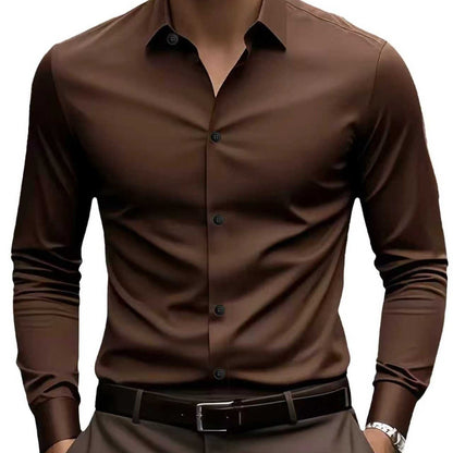 Men's Business Casual Suit Long Sleeve Inner Wear Brown Shirt