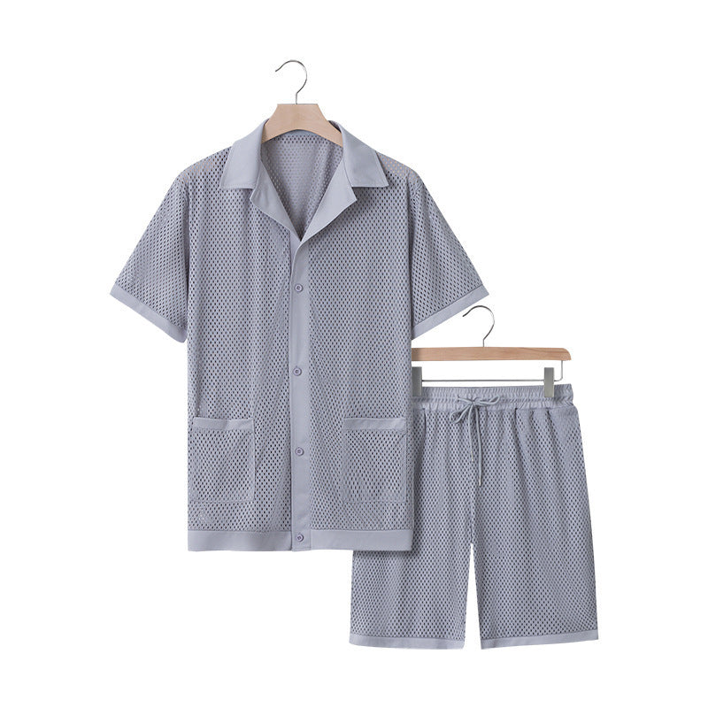 Design Beach Hawaii See-through Dress Short Sleeve Cardigan Shorts Suit