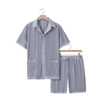 Design Beach Hawaii See-through Dress Short Sleeve Cardigan Shorts Suit