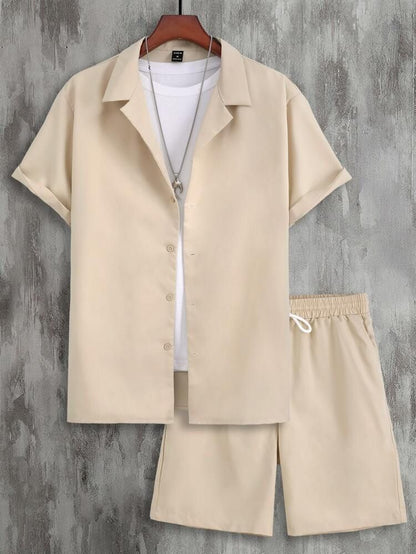 Short Sleeve Cuban Collar Men's Sport Suit