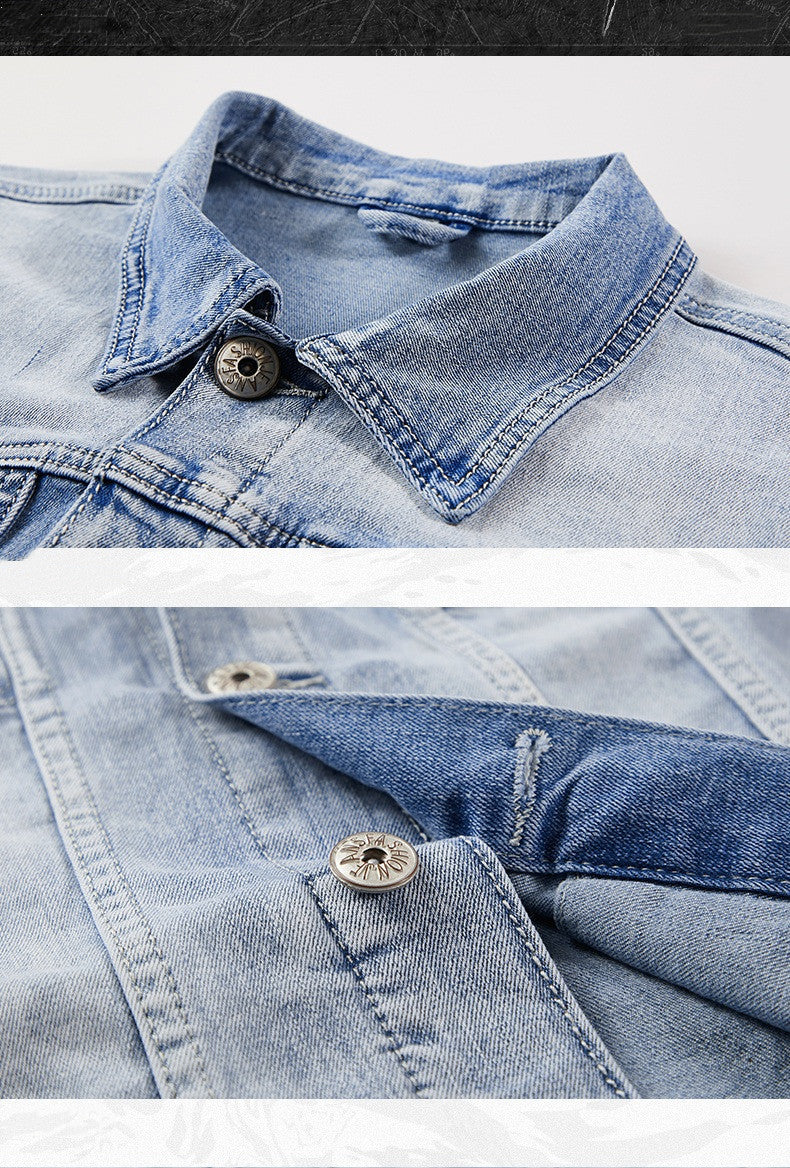 Denim Suit Men's Two-piece Korean Style Trendy Handsome Jacket Slim Fit