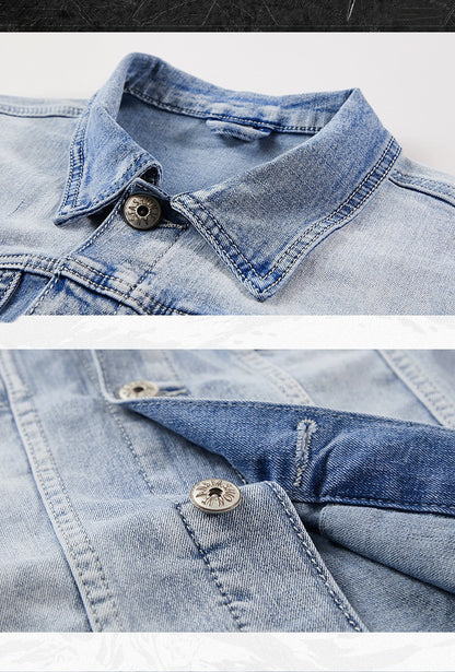 Denim Suit Men's Two-piece Korean Style Trendy Handsome Jacket Slim Fit