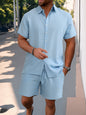 Shirt Casual Loose Short Sleeves Trousers Beach Suit