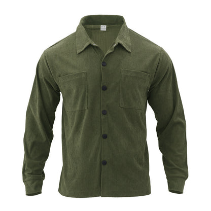 Corduroy Single-breasted Slim Jacket For Men