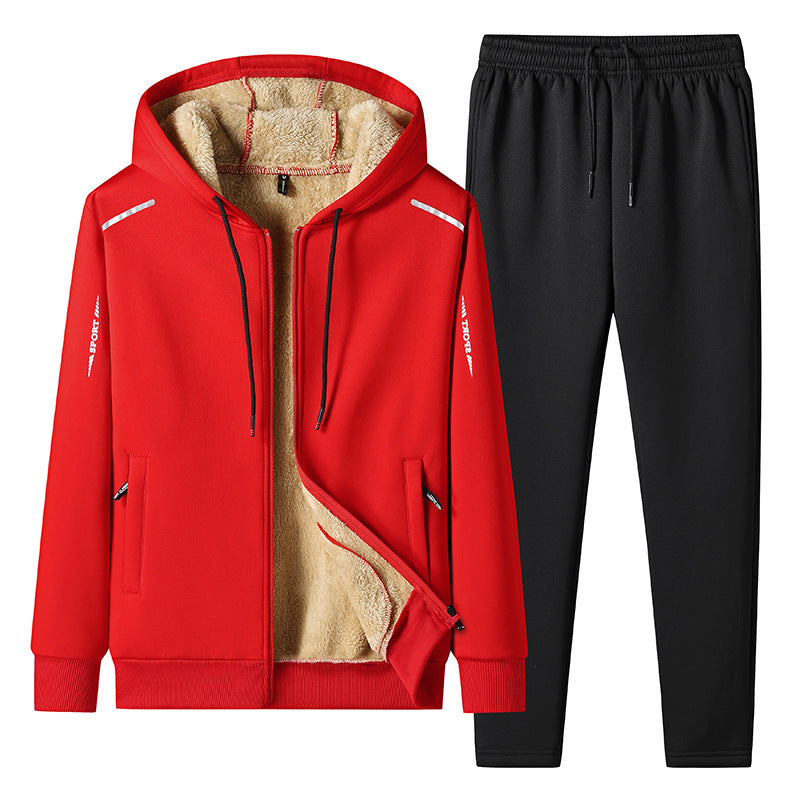 Men's Fashion Big Size Hooded Sweater Two-piece Set