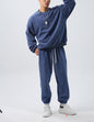 Sports Suit Men's Loose Long Sleeve Crew Neck Coat Padded Fleece Trousers Double-sided Shake