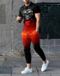 Short-sleeved Men's Cotton-like Fashionable Printed Thin Round Neck Pullover Men's Suit