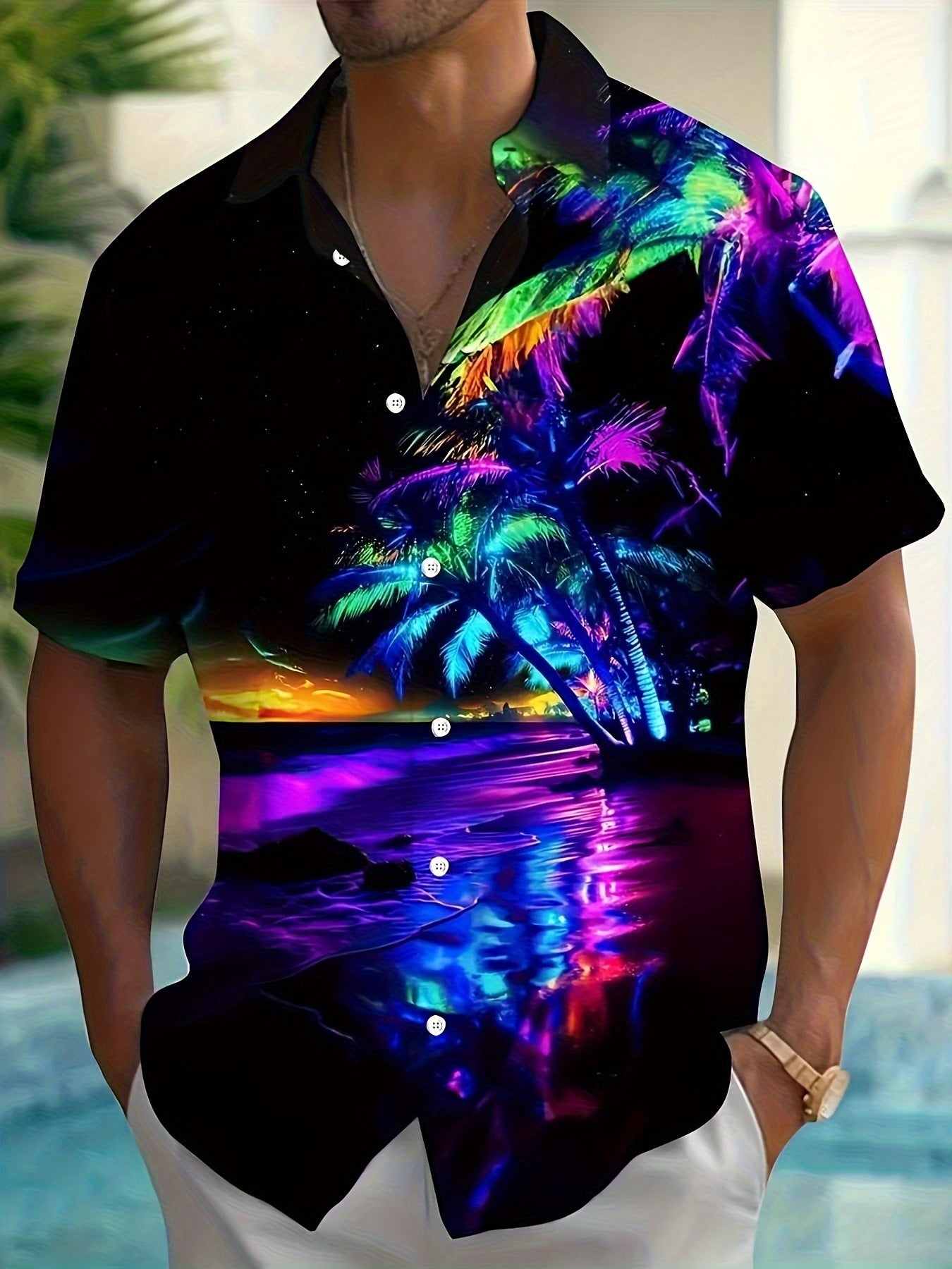3D Printing Fashion New Flower Men's Short Sleeve Shirt