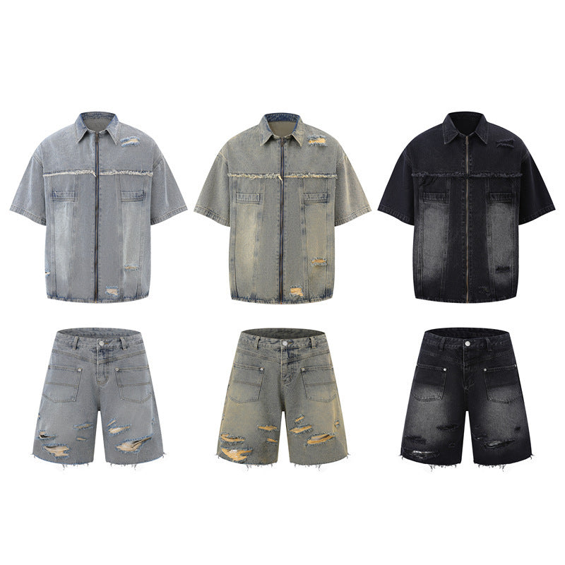 Denim Fashion Loose Leisure All-matching Overall Suit