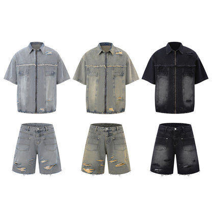 Denim Fashion Loose Leisure All-matching Overall Suit