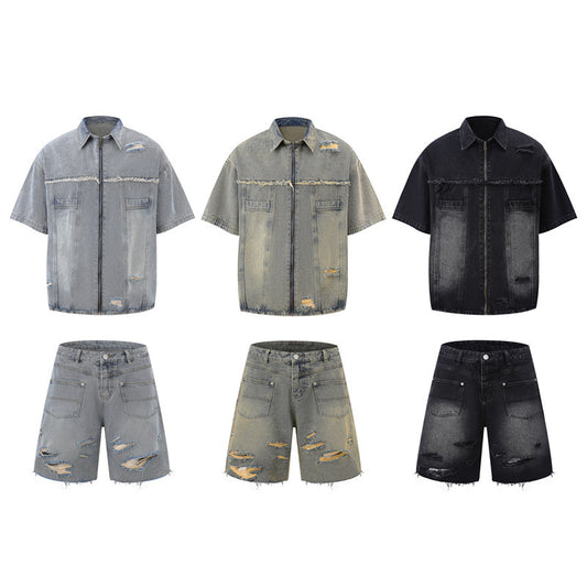 Denim Fashion Loose Leisure All-matching Overall Suit
