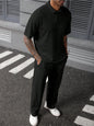Jacquard Texture Polo Shirt Men's Short-sleeved Trousers Casual Two-piece Suit
