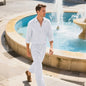 Linen Men's Casual Loose Breathable Long Sleeve Trousers Suit
