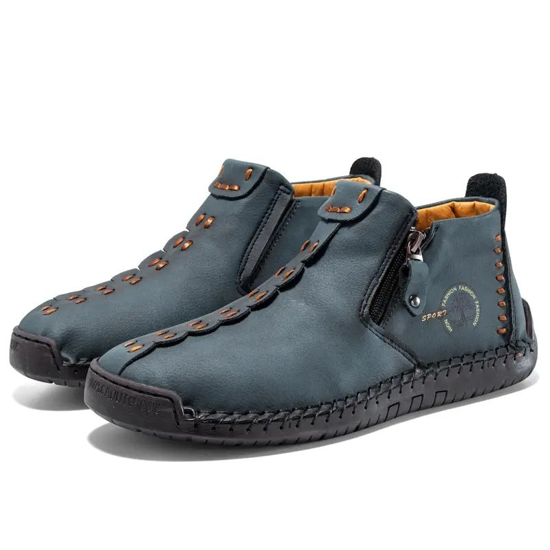 Men's Fleece-lined Cotton-padded Shoes Plus Size Zipper Dr Martens Boots Outdoor