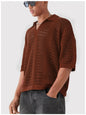 Hollow Mesh Texture Knitted Short-sleeved Polo Shirt