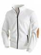 Patchwork Pleated Design Stand Collar Cardigan Zipper Men's Jacket Sweater