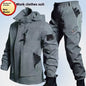 Autumn And Winter Fleece-lined Waterproof Jacket Suit