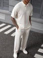 Jacquard Texture Polo Shirt Men's Short-sleeved Trousers Casual Two-piece Suit
