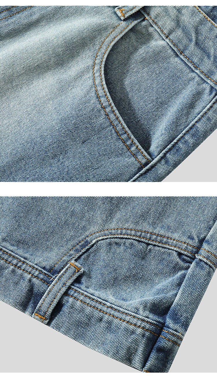 Loose Straight Bermuda Shorts Men's Blue