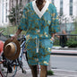 3D Printed Casual Knitted Shorts Men's Suit