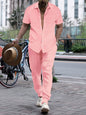 Men's Shirt Casual Loose Short Sleeves Trousers Beach Suit