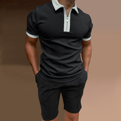 Men's Casual Printed Top And Shorts Two-piece Set
