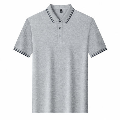 Summer Lapel Mercerized Cotton T-shirt Loose Breathable