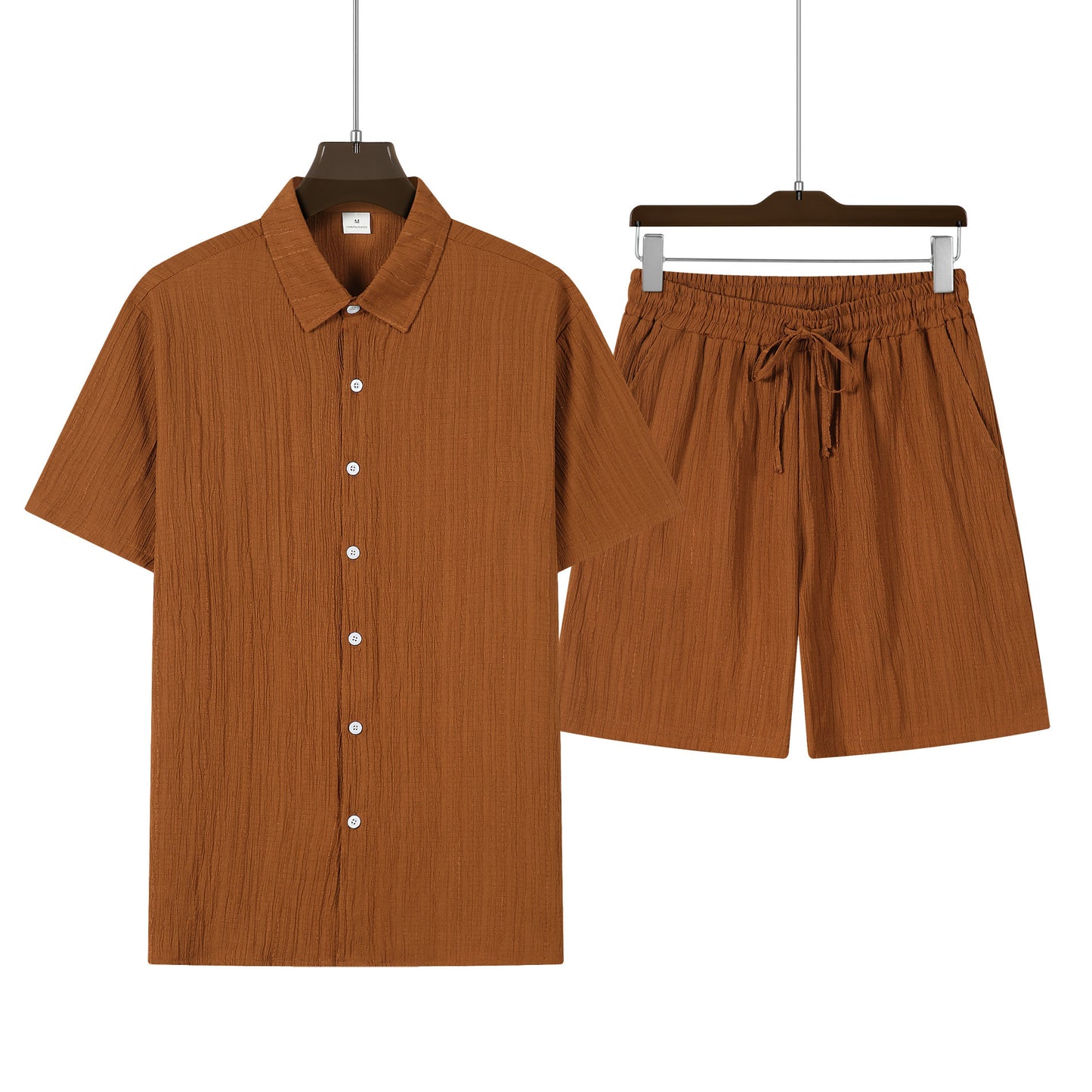 Shirt Casual Loose Short Sleeves Trousers Beach Suit