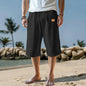 Cropped Trousers Beach Draw Straight-leg Pants Solid Color