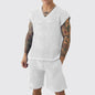 Men's V-neck Knitted Vest Shorts Suit