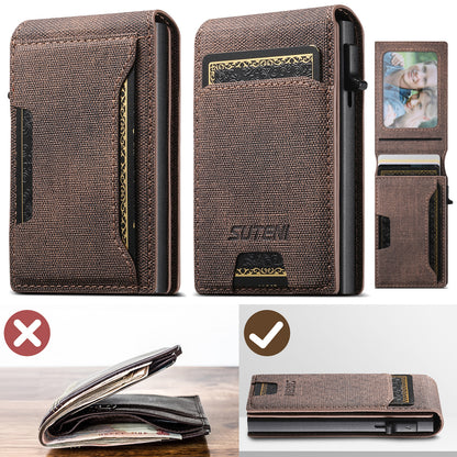 Men's Denim Grain Frosted Leather Card Box Wallet