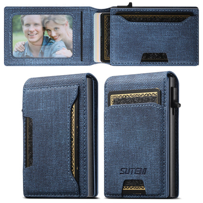 Men's Denim Grain Frosted Leather Card Box Wallet