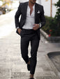 Men's Two-piece Suit One Button Linen Cotton Linen Solid Color