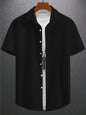 Men's Solid Color Short Sleeve Knitted Shirt With Over-turned Collar