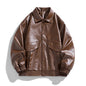 Embroidery New Men's PU Leather Coat