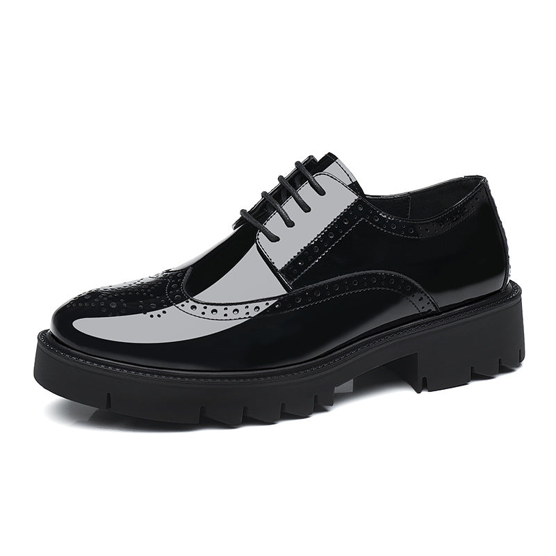 Casual Leather Shoes Men's British Style Carving Brogue