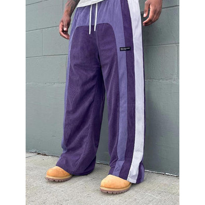 Men's Contrast Color Letter Patch Smart Trousers