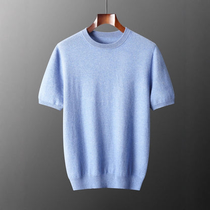 Autumn And Winter Front Line Ready-made Garments Round Neck Short Sleeve Men's Cashmere Sweater