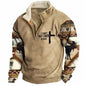 Spring And Autumn Men's Long Sleeves Half Zipper Printed Casual Fashion Jacket Coat