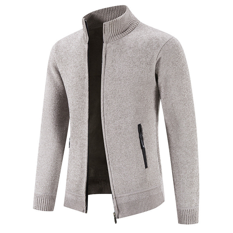 Men's Business Casual Velvet Padded Plus Size Cardigan Sweater
