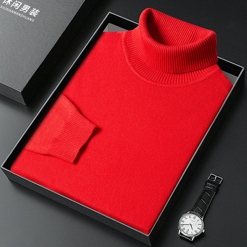 Men's Sweater Turtleneck Winter Solid Color Bottoming Sweater