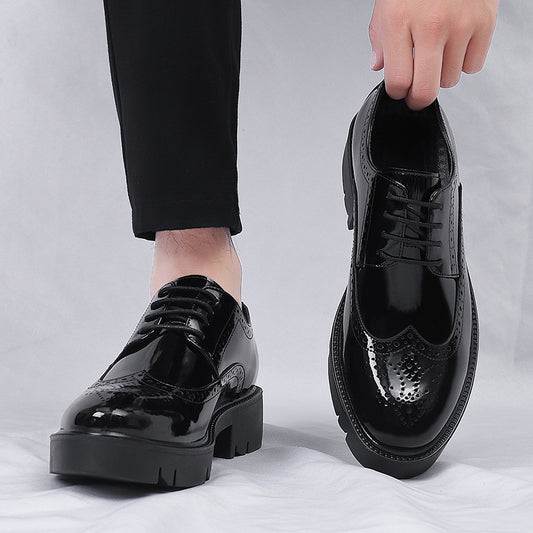 Casual Leather Shoes Men's British Style Carving Brogue