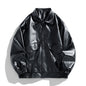 Embroidery New Men's PU Leather Coat