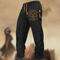 Technology Printing Trousers Elastic Closed Rope Straight-leg Trousers