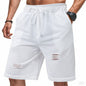 Ripped Casual Knitted Loose Fifth Solid Color Terry Sports Pants
