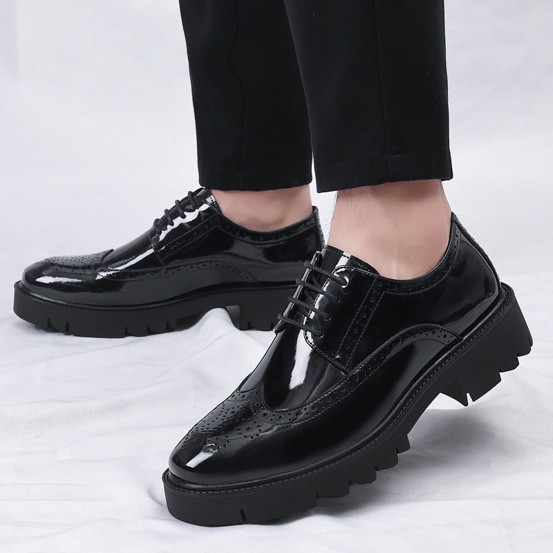 Casual Leather Shoes Men's British Style Carving Brogue